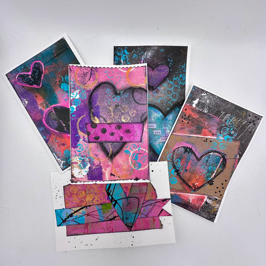 Valentine Cards - Grunge Theme - set of 5